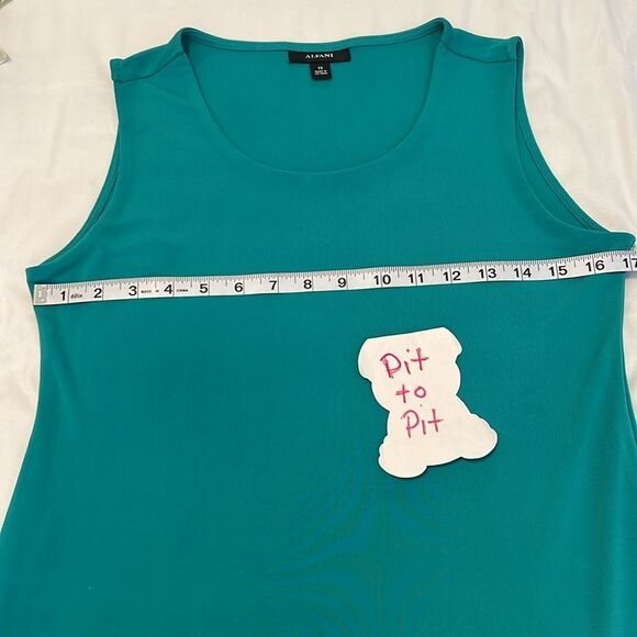 Alfani szXS elegant teal faux wrap drape front longer in back sleeveless dress - Picture 6 of 10